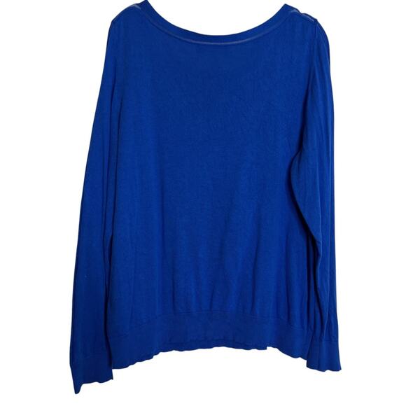 Banana Republic Womens Silk Cotton Sweater XL Blue Boatneck Long Sleeve - Picture 3 of 5
